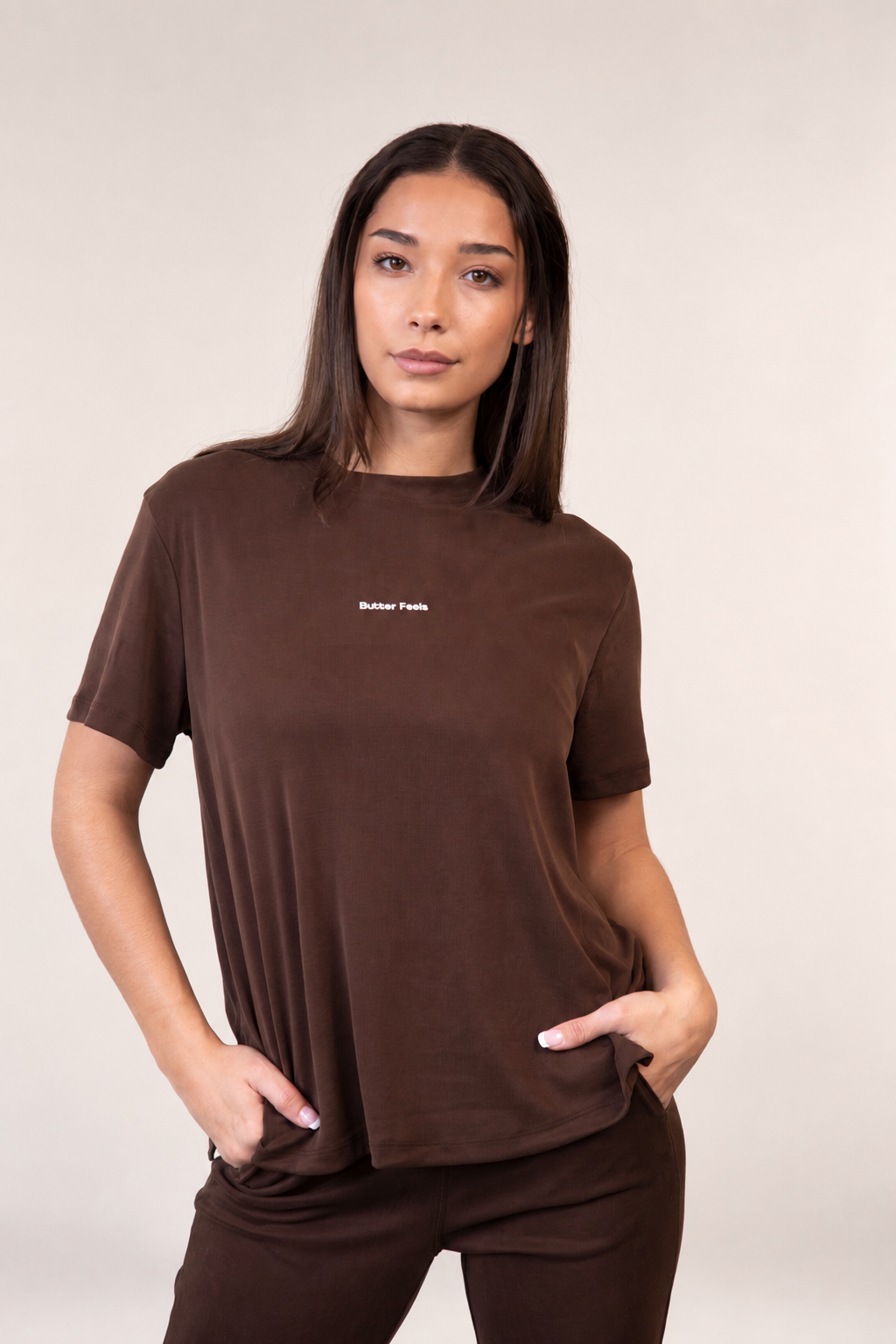 Modal Short Sleeve Co-Ord Set - Chocolate