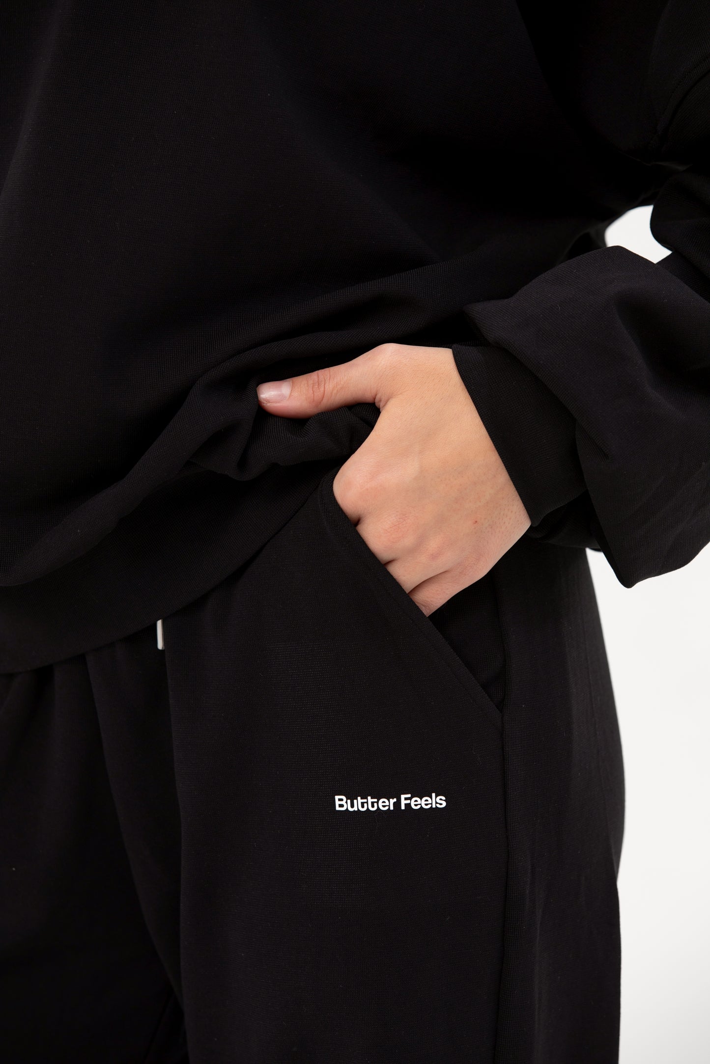 Co-ord Funnel Neck Zip Sweater & Straight Leg Sweatpants - Obsessed Black