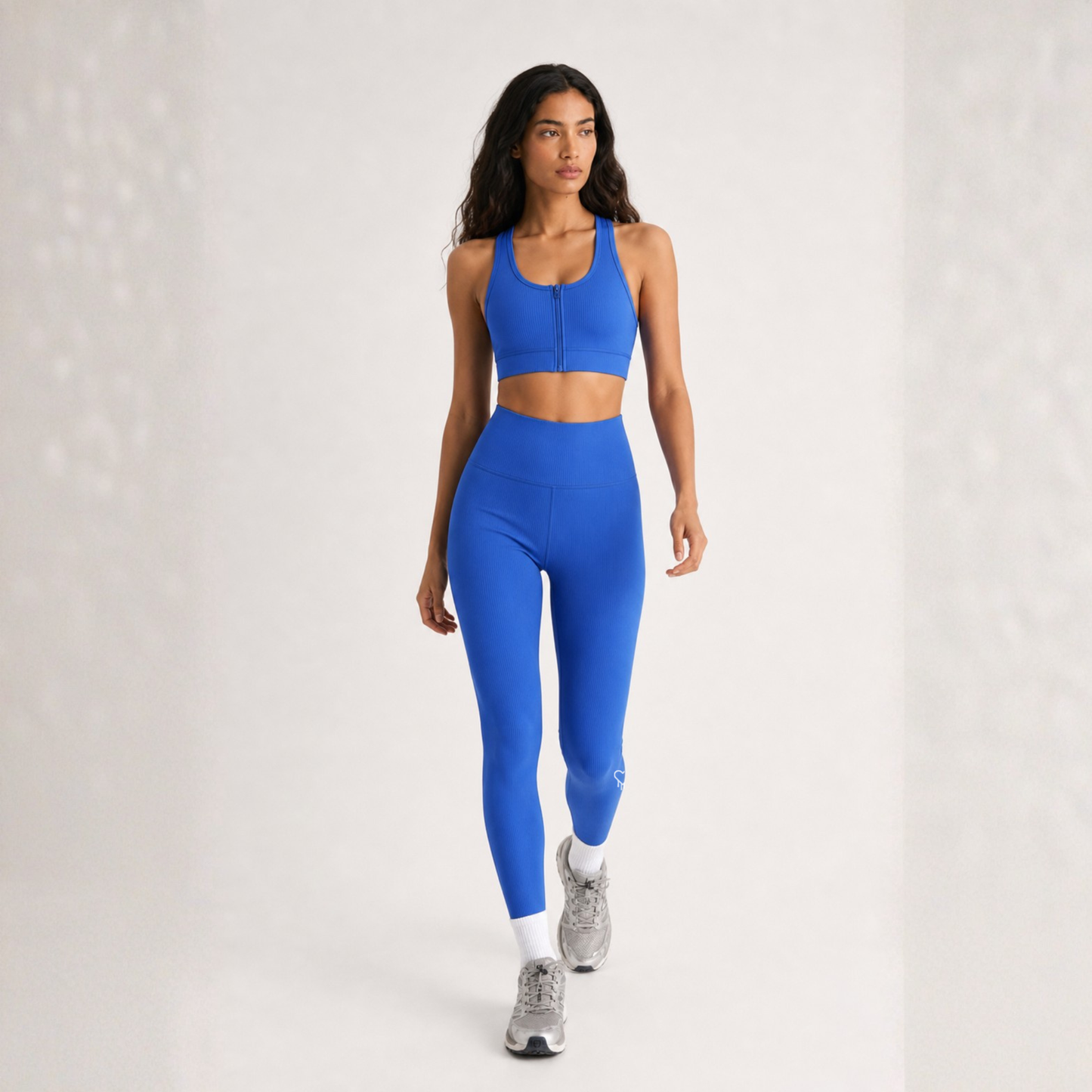 Ribbed Zip Sports Bra - Electric Blue