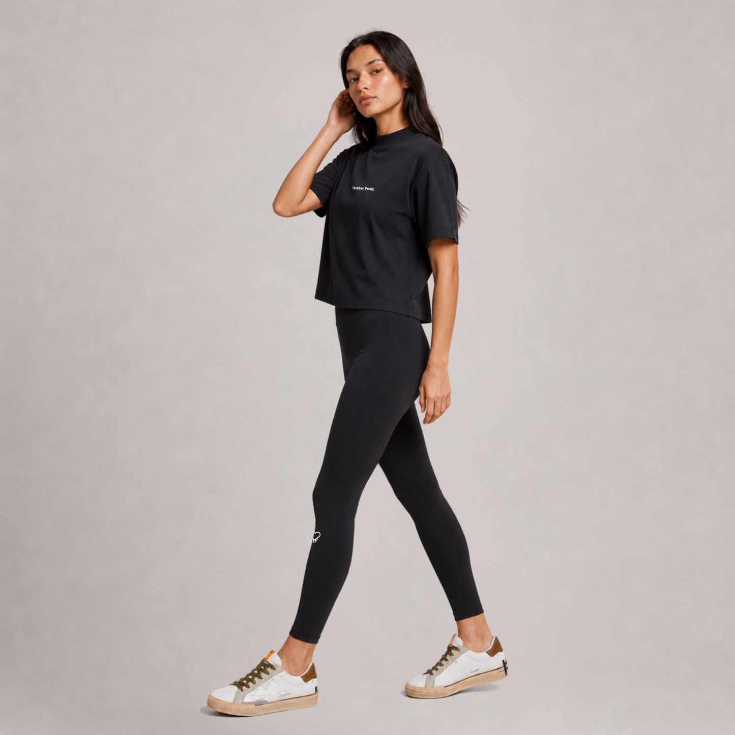 Butter Feels Short Sleeve Turtle Neck T-shirt - Black