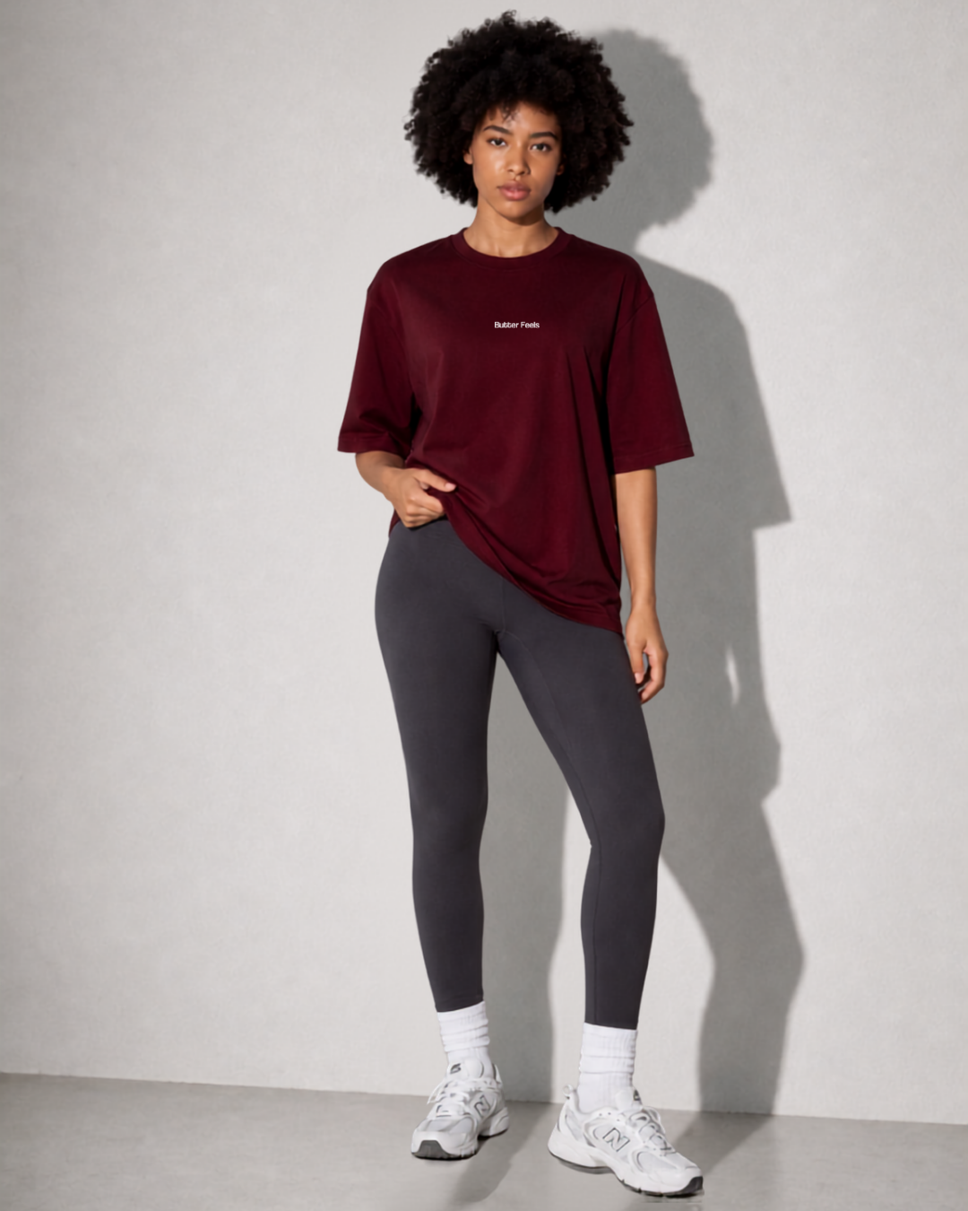Butter Feels Short Sleeve Oversized T-shirt - Burgundy