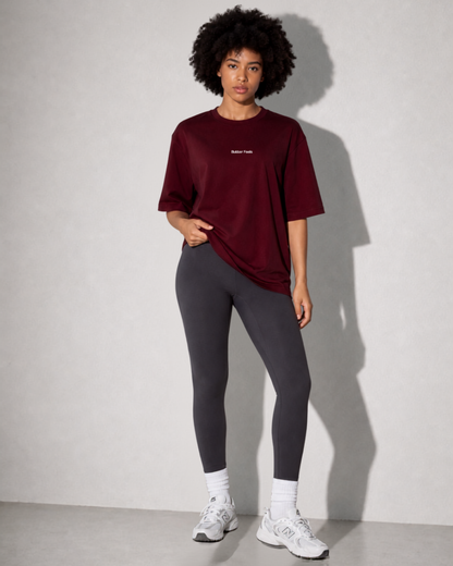 Butter Feels Short Sleeve Oversized T-shirt - Burgundy
