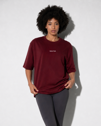 Butter Feels Short Sleeve Oversized T-shirt - Burgundy