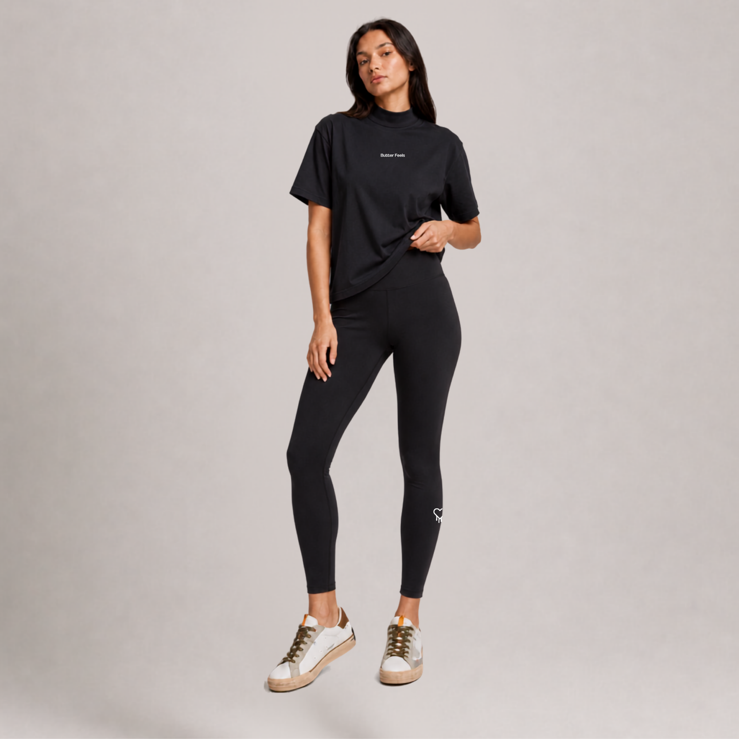 Butter Feels Short Sleeve Turtle Neck T-shirt - Black