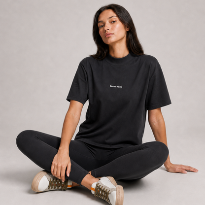 Butter Feels Short Sleeve Turtle Neck T-shirt - Black