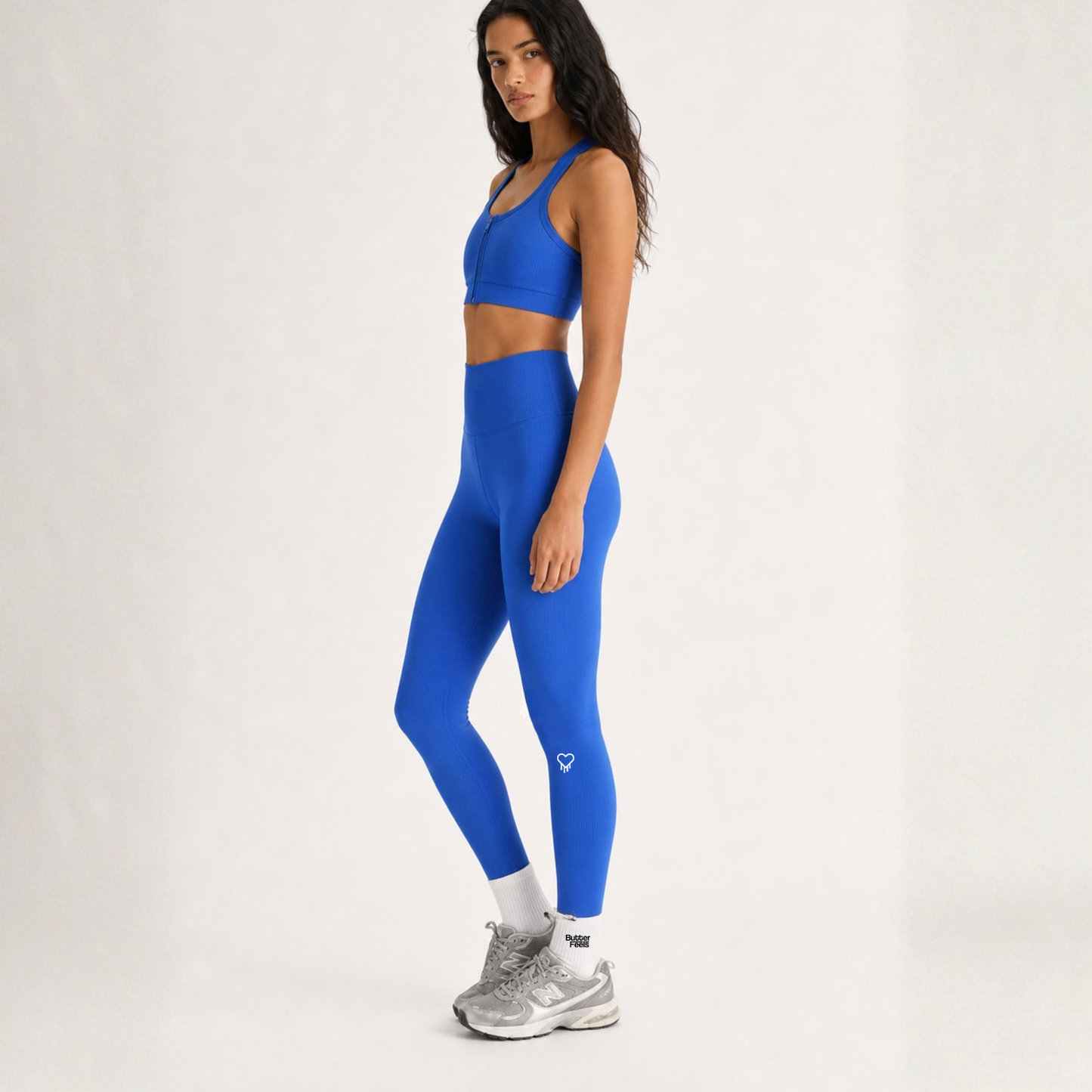 Ribbed Zip Sports Bra - Electric Blue