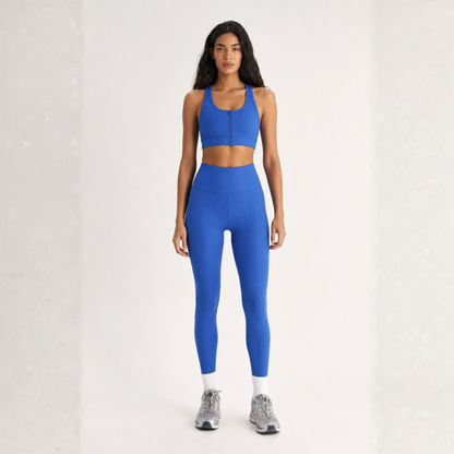 Ribbed Zip Sports Bra - Electric Blue