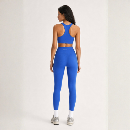Ribbed Zip Sports Bra - Electric Blue