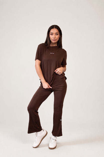 Modal Short Sleeve Co-Ord Set - Chocolate