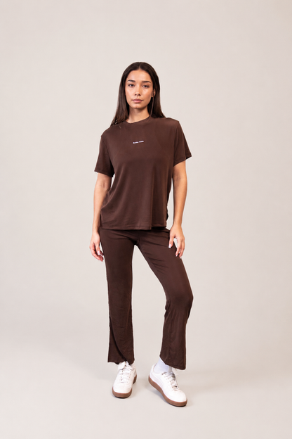 Modal Short Sleeve Co-Ord Set - Chocolate