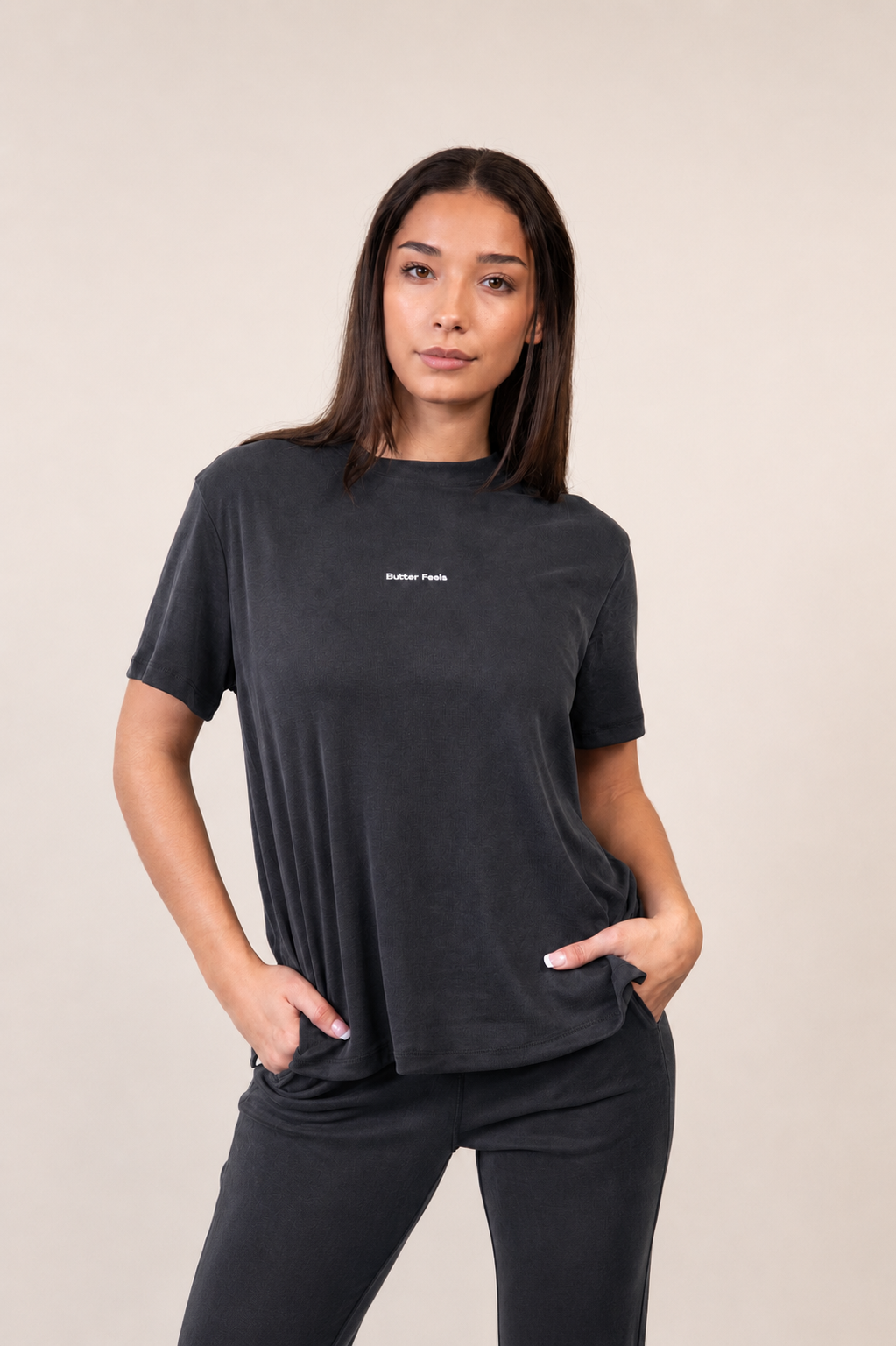 Modal Short Sleeve Co-Ord Set - Charcoal