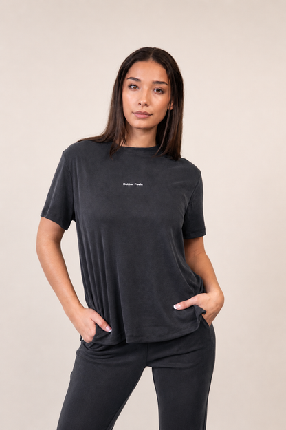 Modal Short Sleeve Co-Ord Set - Charcoal
