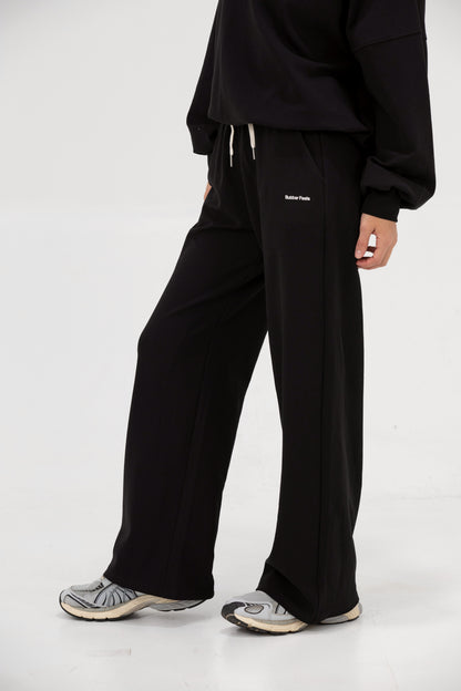 Co-ord Funnel Neck Zip Sweater & Straight Leg Sweatpants - Obsessed Black