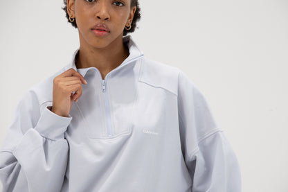 Co-ord Funnel Neck Zip Sweater & Straight Leg Sweatpants - Ice Water