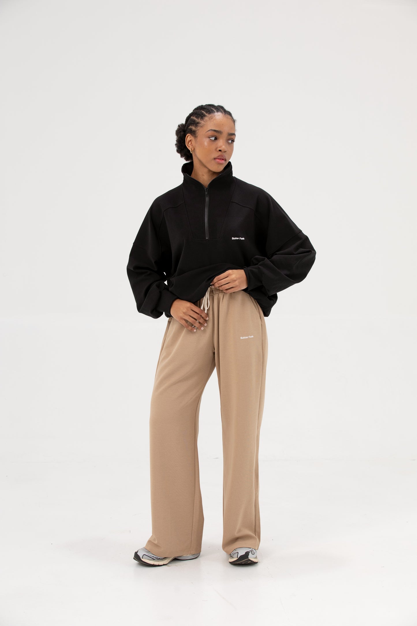 Straight Leg Sweatpants - Latte Beige