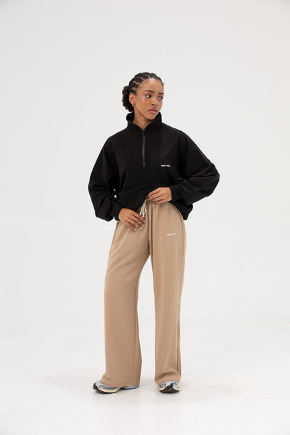 Straight Leg Sweatpants - Latte Beige