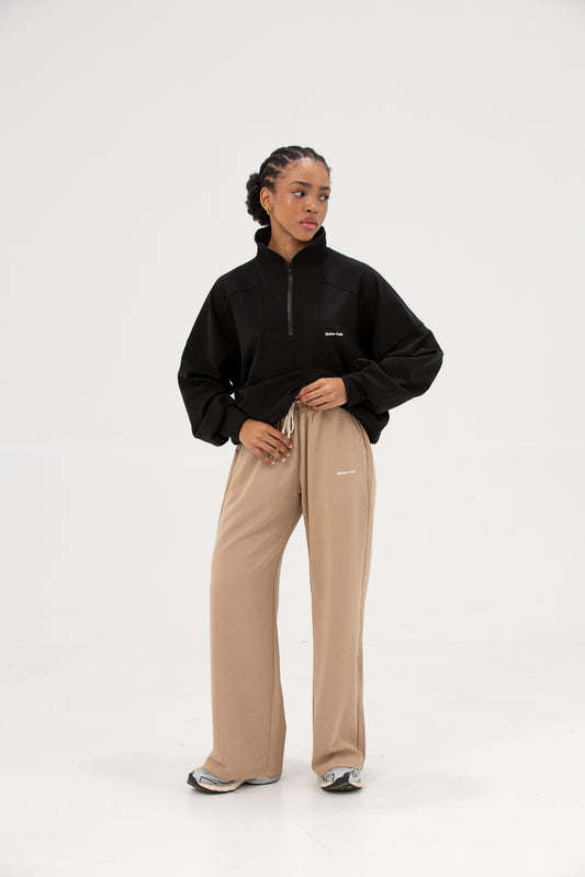 Straight Leg Sweatpants - Latte Beige