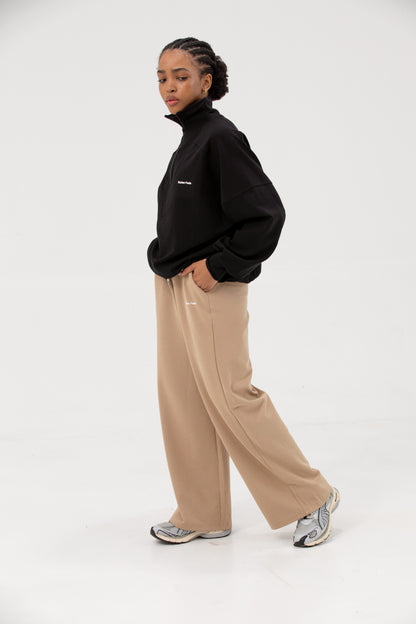 Straight Leg Sweatpants - Latte Beige