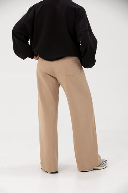 Straight Leg Sweatpants - Latte Beige