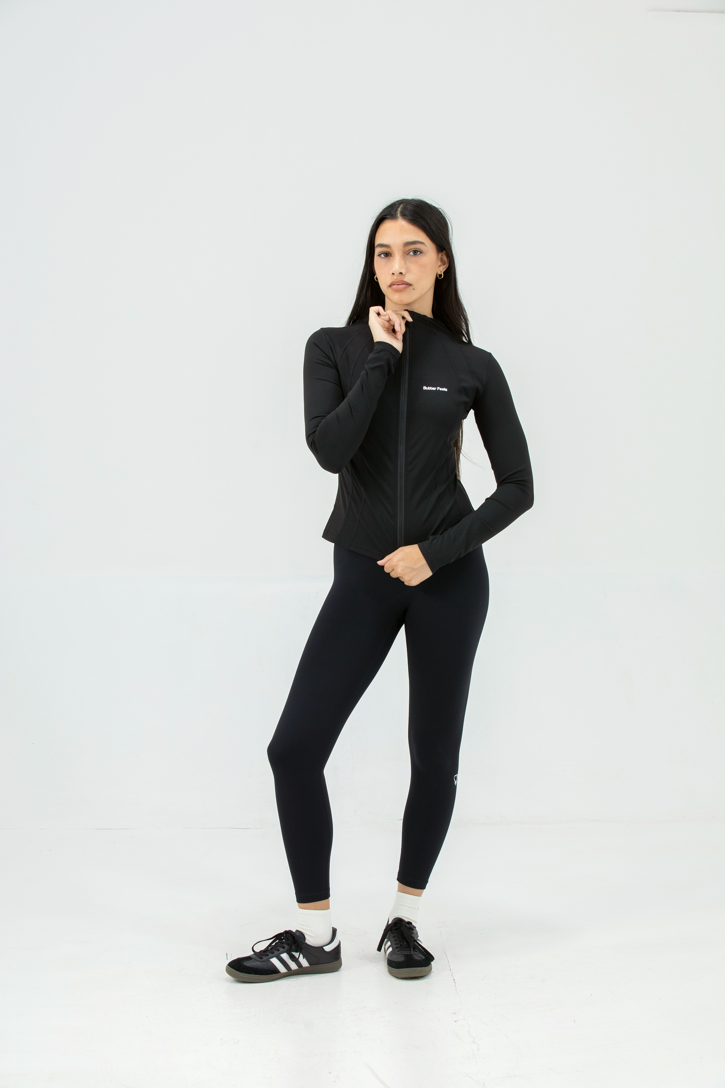 Besties Zipper Long Sleeve Zip Top – Black