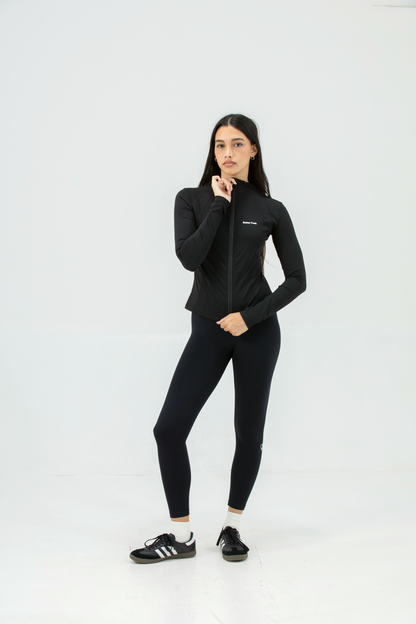 Besties Zipper Long Sleeve Zip Top – Black