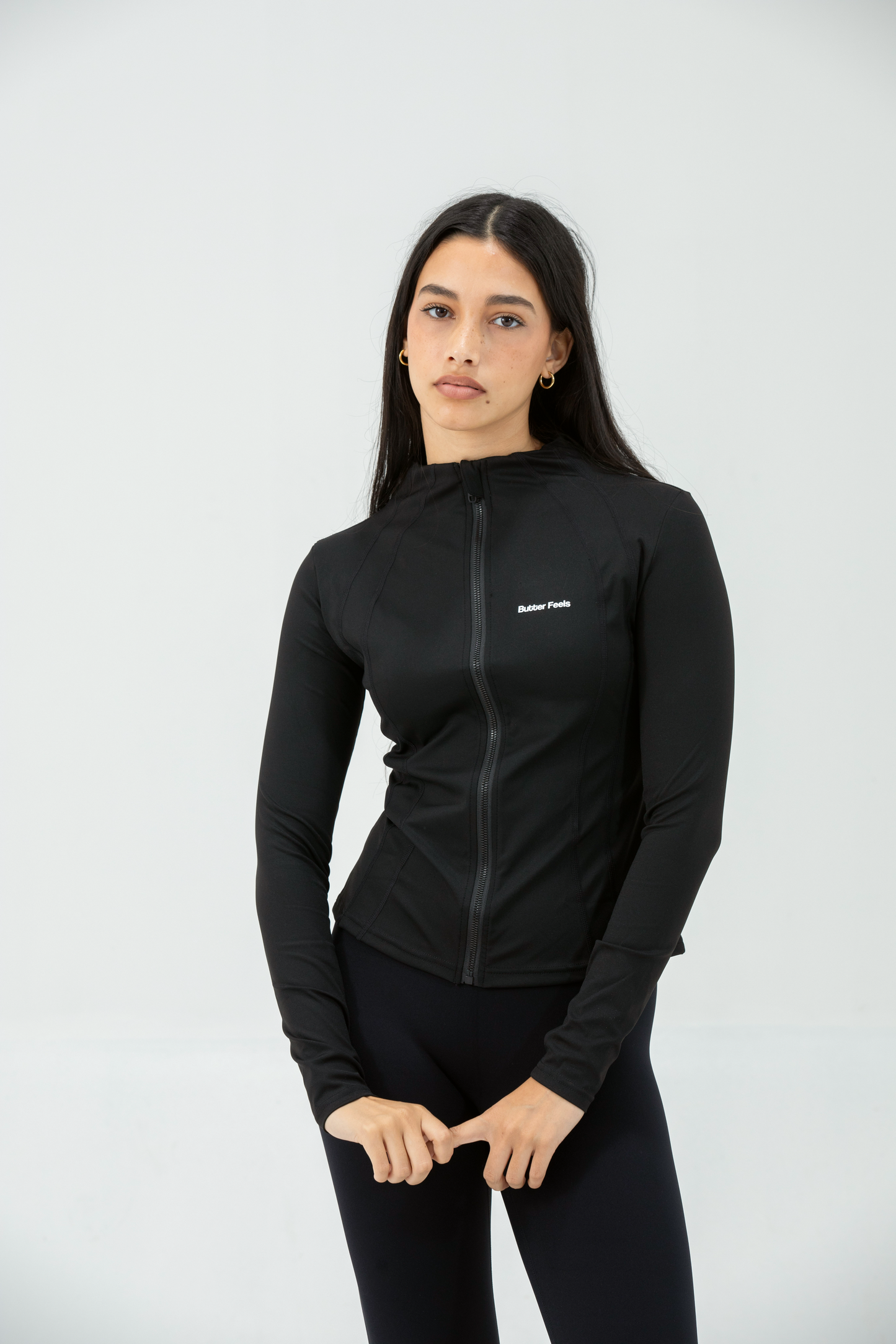 Besties Zipper Long Sleeve Zip Top – Black