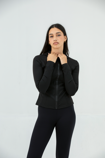 Besties Zipper Long Sleeve Zip Top – Black