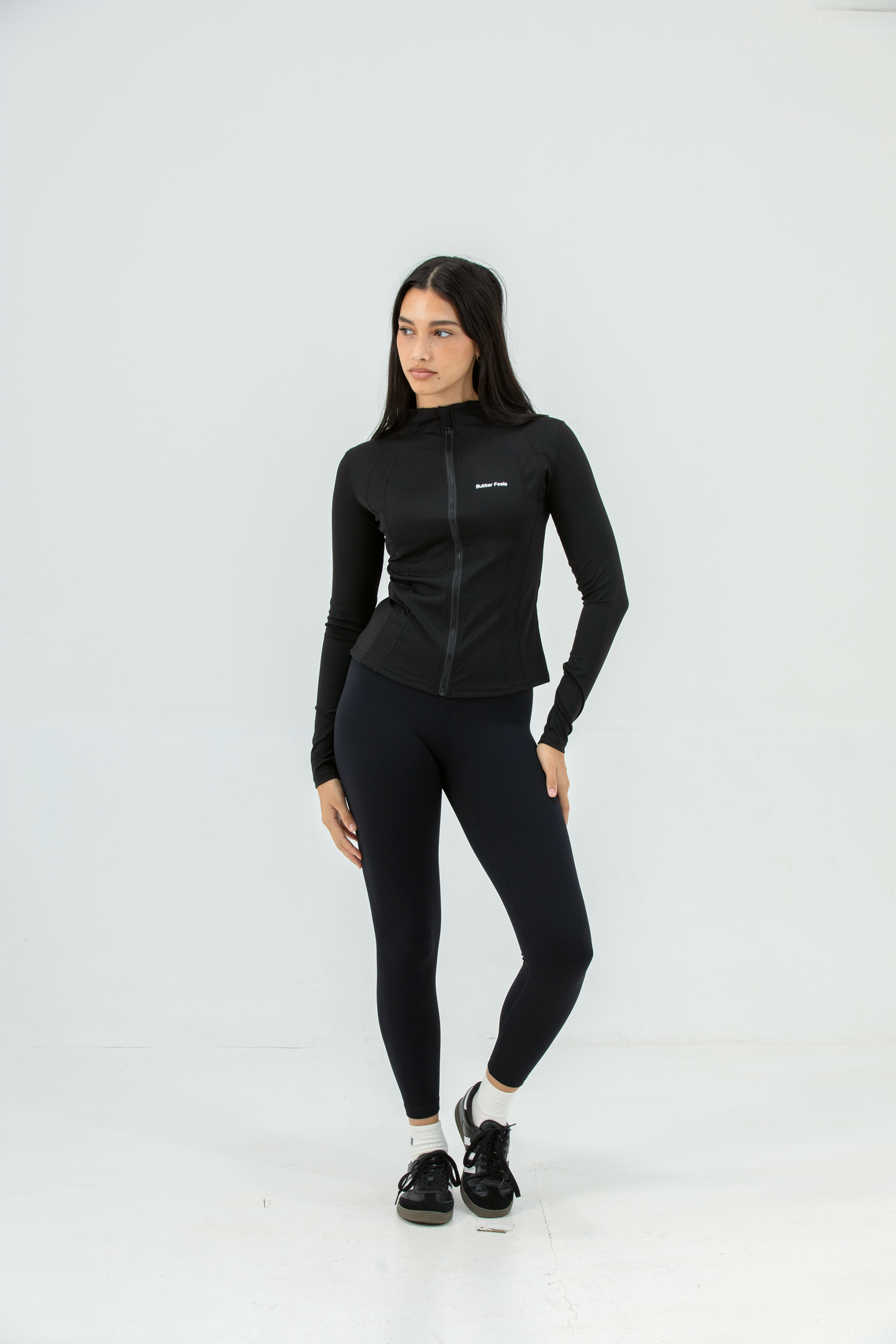 Besties Zipper Long Sleeve Zip Top – Black