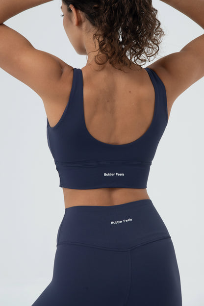LikeSkin® Seamless Open back Sports Bra - Tokyo Midnight Blue