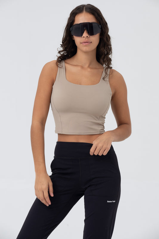 LikeSkin® Crop Sports Bra - Beige (Pre-Order, 12-14 days)
